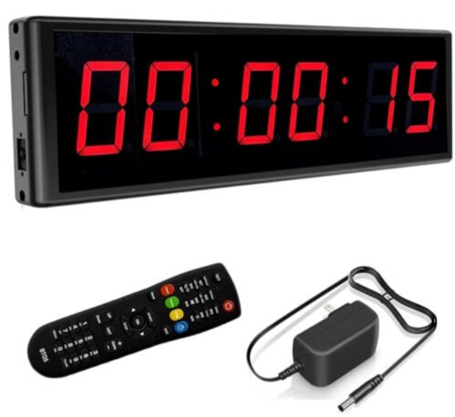 LED Digital Countdown Wall Clock Timer Stopwatch w/ Remote (2.3" Digital High)