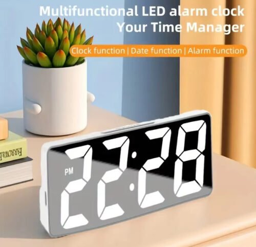 LED Digital Desktop - Alarm Clock with Massive Display & Adjustable Brightness