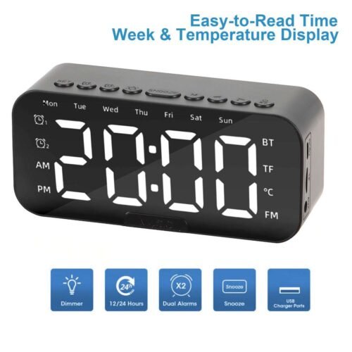 LED Digital Dual Alarm Clock & listen to music Audio FM Radio Timer Monitor USB