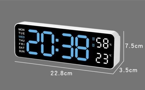 LED Digital Large Display Wall Desk Alarm Clock With Calendar Temperature Date