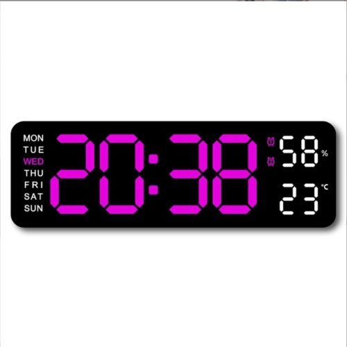 LED Digital Large Display Wall Desk Alarm Clock With Calendar Temperature Date