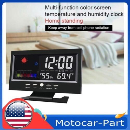 LED Digital LCD Display Alarm Clock with Temperature Calendar Weather Station