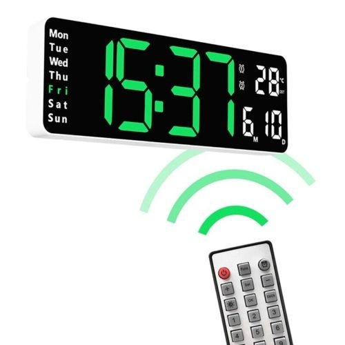 LED Digital Wall Clock Temperature Date Day Display Electronic Clock Decoration