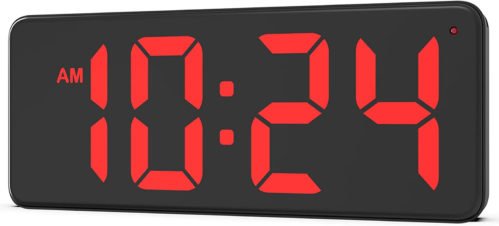 LED Digital Wall Clock with Large Display, Big Digits, Auto-Dimming, Anti-Reflec