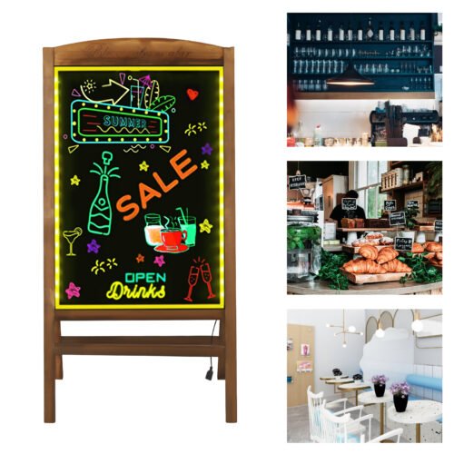 LED Drawing Message Board A Frame Chalkboard Easel Floor Advertising Sign Board