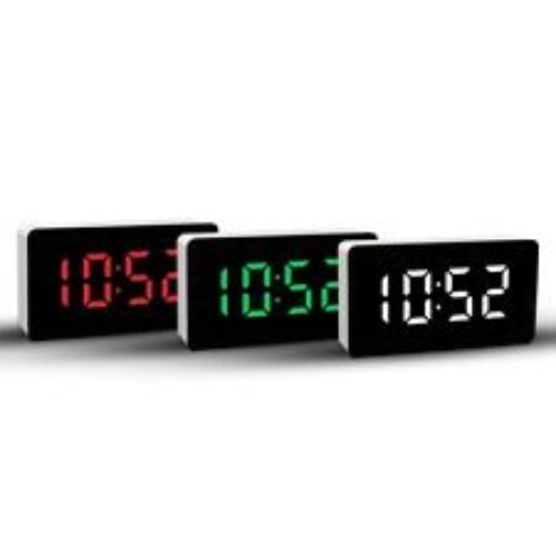 LED Electric Digital Alarm Clock Mains USB Mirror Temperature Display
