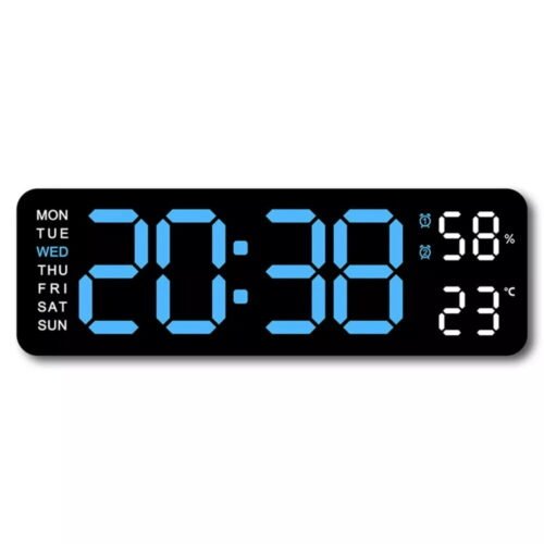 LED Large Digital Wall Desk Clock Desk Alarm Clock Temperature Date Week Display