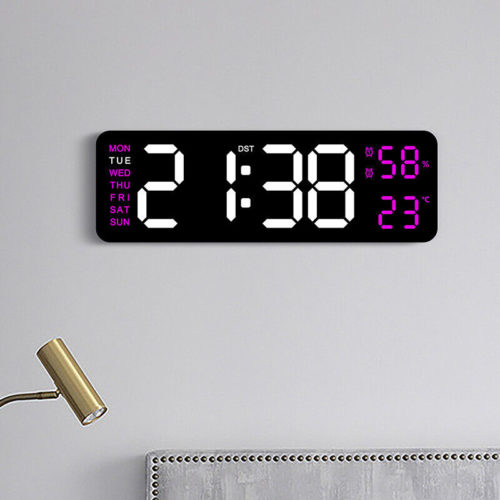 LED Large Display Digital Wall Clock Desk Alarm Clock,Calendar Temperature Date