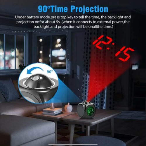 LED Projection Alarm Clock Digital LCD Display Voice Talking Weather Snooze USB