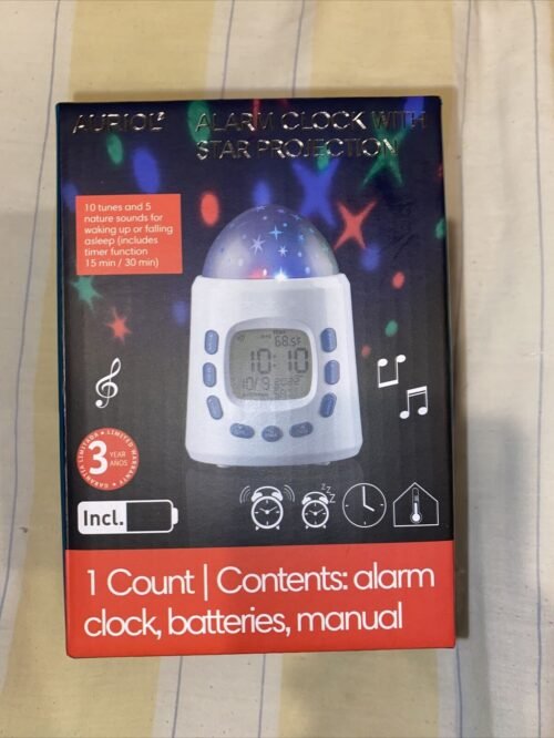 LED Projector Night Light, Digital Alarm Clock With Music LED Star Sky Lamp