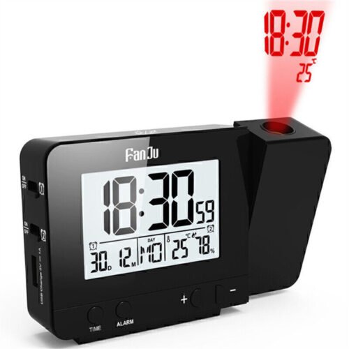 Led Simple Design Alarm Clock With Digital Date Projection Snooze Function