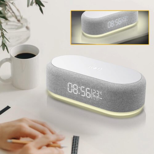LED Thermometer Display 15W Wireless Charger Digital Alarm Clock For Samsung S25