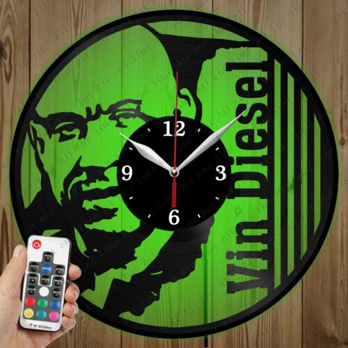 LED Vinyl Clock Vin Diesel LED Wall Art Decor Clock Original Gift 5026