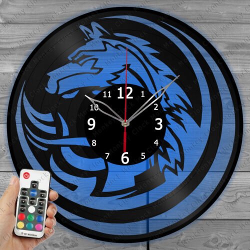 LED Vinyl Clock Wolf Light Vinyl Record Wall Clock Home Decor Handmade 1842