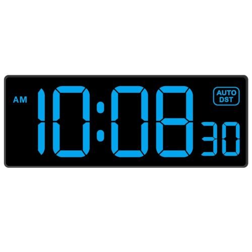 LED Wall Clock Digital Clock with Seconds, Electric Plug in Large Big Numbers...