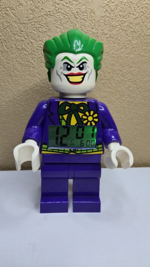 LEGO JOKER MINIFIGURE DIGITAL ALARM CLOCK DC COMICS SUPERHEROES BATMAN PURPLE