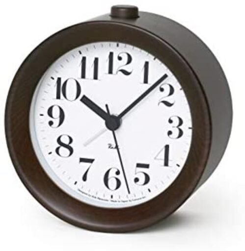 Lemnos RIKI ALARM CLOCK Alarm Clock Brown WR09-15 BW Table Clock F/S w/Tracking#