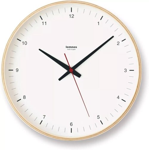 Lemnos Wall Clock Analog Natural Colored Wood Plywood Clock T1-017