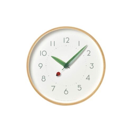 Lemnos Wall Clock Analog Natural Wooden Hanging Tent Ladybug Sur18-16 Perch Wood