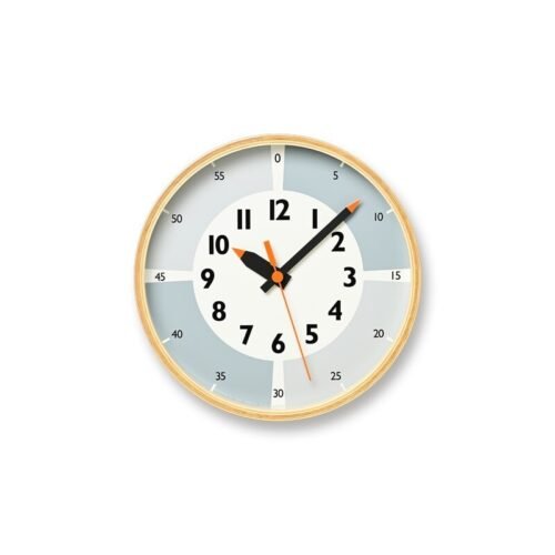 Lemnos Wall clock YD23-09 GY Gray Analog Fun Pun Clock With Color! Japan