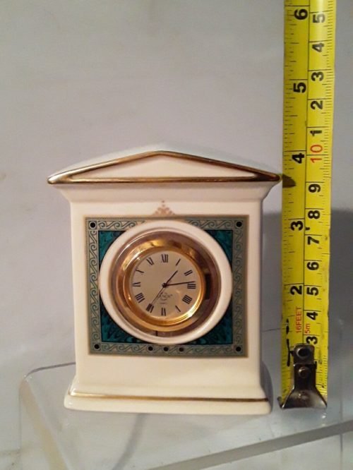 Lenox Classic Mantle Clock Green Peacock Feather Design Gold Trim Vintage China