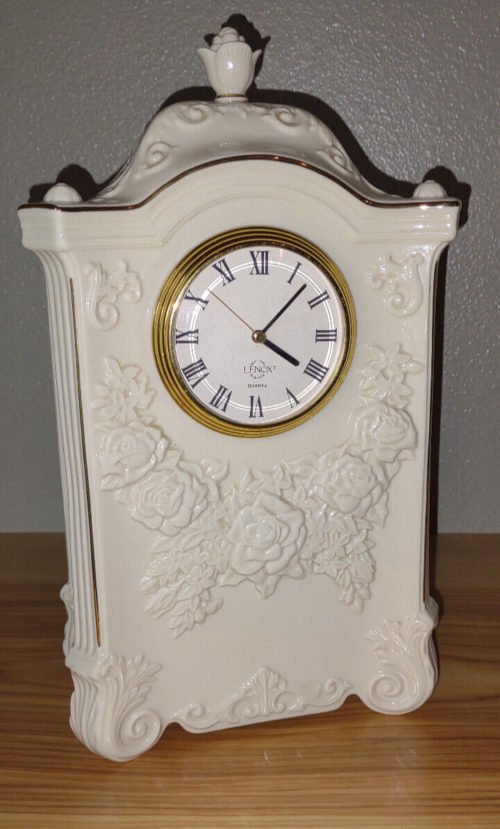 Lenox Millennium Mantle Table Clock Gold Trim - Ornate Porcelain - 714/5000