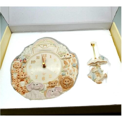 Lenox Noah's Ark Wall Clock Pendulum Style NIB Open Box Sculpted Bas-Relief