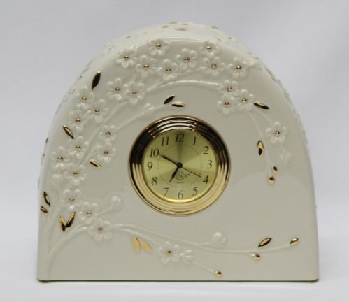 Lenox Porcelain Cherry Blossoms Mantel Desk Quartz Clock 24k Gold Accents