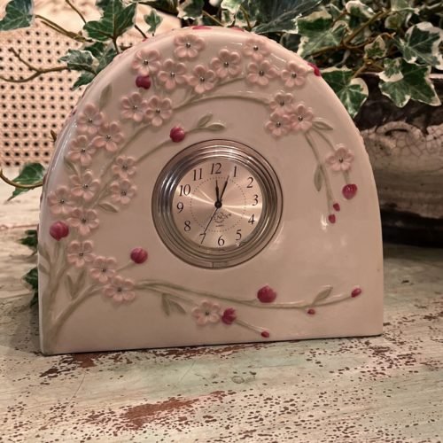 Lenox Porcelain Cherry Blossoms Mantel Quartz Clock in Excellent Condition
