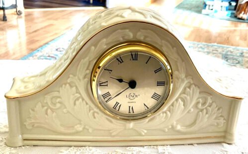 Lenox Quartz Chippendale Mantel Clock Gold Trim porcelain new made in USA