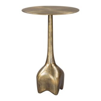 Lexi 14.6 in.W Antique Brass 21.7 in.H Round Marble top Aluminum End...