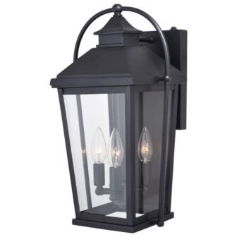 Lexington 3 Light Dusk to Dawn Black Outdoor Wall Lantern Clear Glass