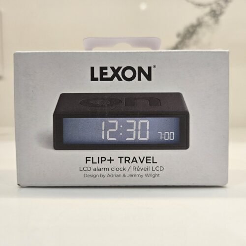 LEXON FLIP+ TRAVEL Reversible LCD Mini Alarm Clock Grey LR151 Touch Sensor Light