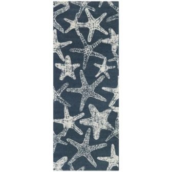 Leyton Blue/White 3 ft. x 7 ft. Starfish Runner Rug