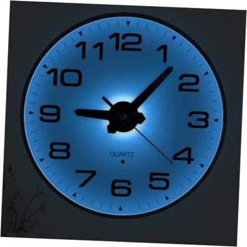 Lighted Wall Clocks Battery Operated Small Wall Clock for 8 Inch Blue Light