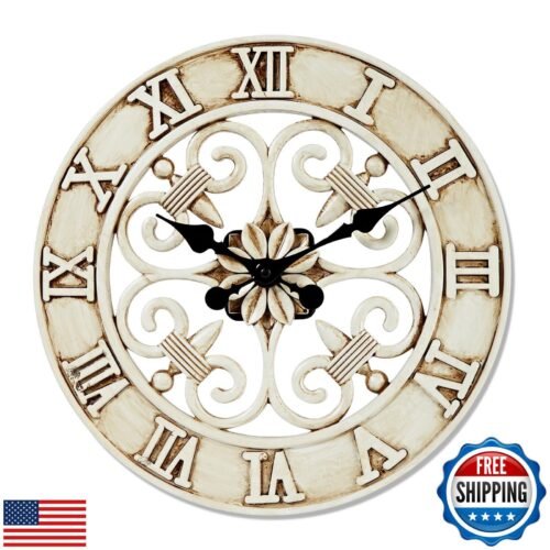 Lily's Home Hanging Wall Clock in a Vintage French Country Style, Ideal for I