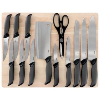 Lindbergh 14 Piece Stainless Steel Cutlery Knife Set in Black with Cutting...