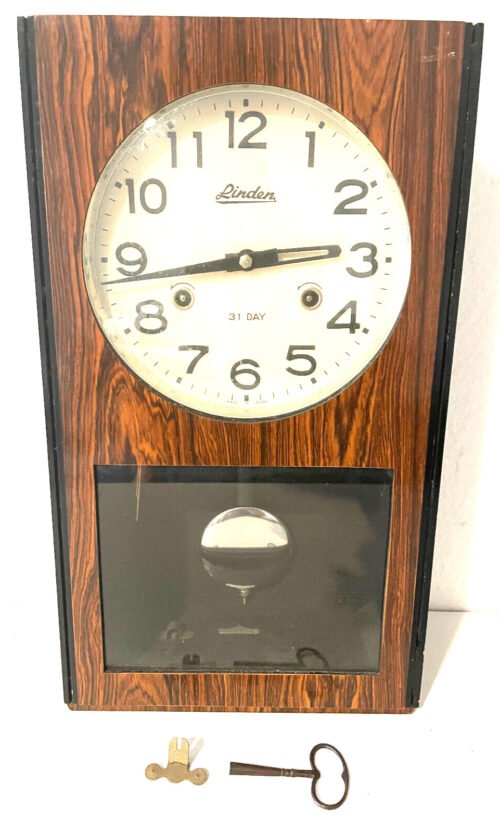 Linden Mid Century 31 Day Pendulum Chiming Wall Clock Made In Japan