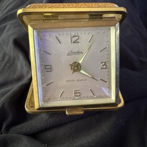 Linden Seven Jewels Travel Alarm Clock Uv Reactive Vintage working