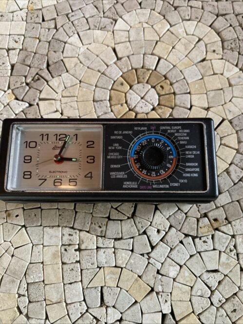 Linden Travel Alarm Clock World Time Zones Japan with Case Quartz WORKS Vintage
