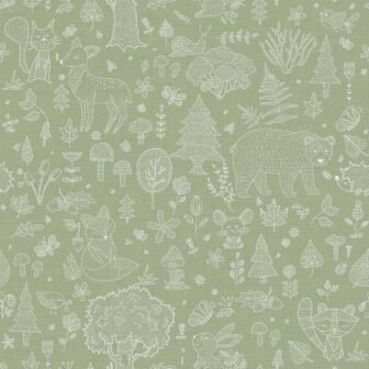 Little Explorers 2-Green Forest Animals Matte Finish Non-Pasted Non-Woven Wallpaper Roll