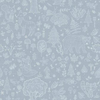 Little Explorers 2 Blue Forest Animals Matte Finish Non-Pasted Non-Woven Wallpaper Roll