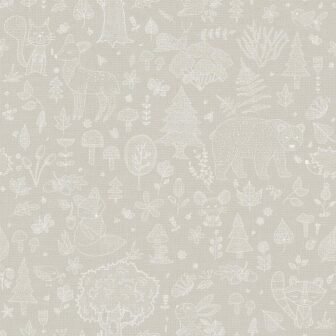 Little Explorers 2 Grey Forest Animals Matte Finish Non-Pasted Non-Woven Wallpaper Sample