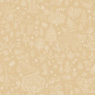Little Explorers 2 Yellow Forest Animals Matte Finish Non-Pasted Non-Woven Wallpaper Roll