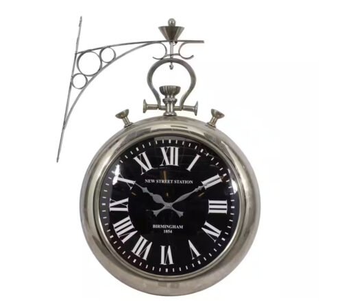 Litton Lane Analog Wall Clock Roman Numerals Stainless Steel Vintage Design