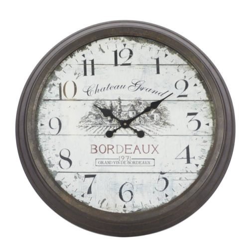 Litton Lane Wall Clock 28"x28"x4"Brown Metal Analog w/Bordeaux Decorative Indoor