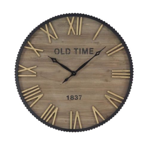 Litton Lane Wall Clock Brown Wood Frame Farmhouse Theme Quartz Movement