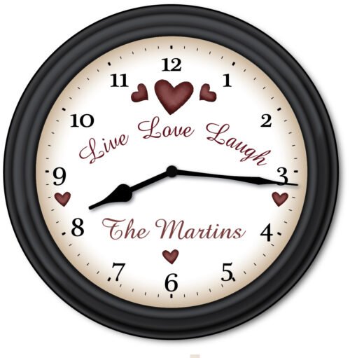 Live Love Laugh Family PERSONALIZED Wall Clock - Primitive Country Decor - GIFT
