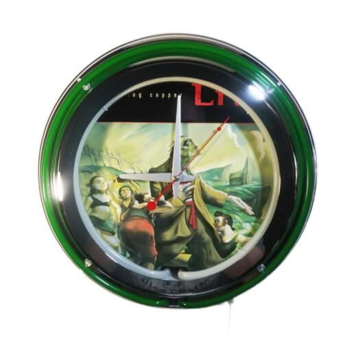 Live Throwing Copper Custom Green Double Ring Neon Wall Clock