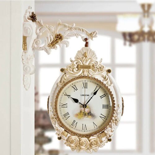 Living Room Home Double-sided Creative Art Mute Wall Clock Porch Quartz Clock